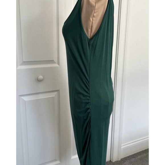 Women’s Side Ruched Jersey Knit Tank Body Con Dress Green Size M - Picture 2 of 8